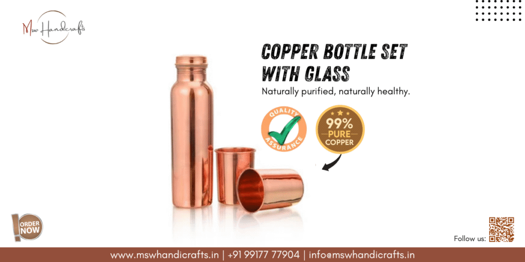 Copper Bottle Set With Glass
